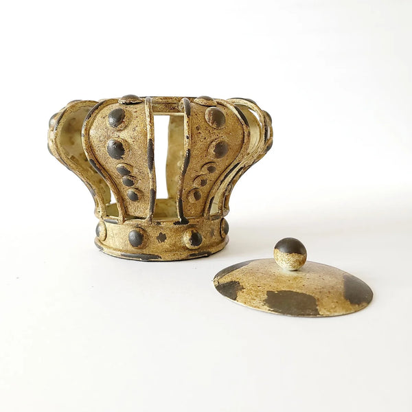 French Heavy Cast Crown Metal Candle Holder Centrepiece
