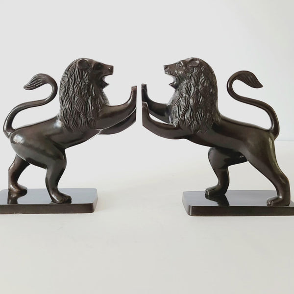 Bronze Standing Lion Bookends