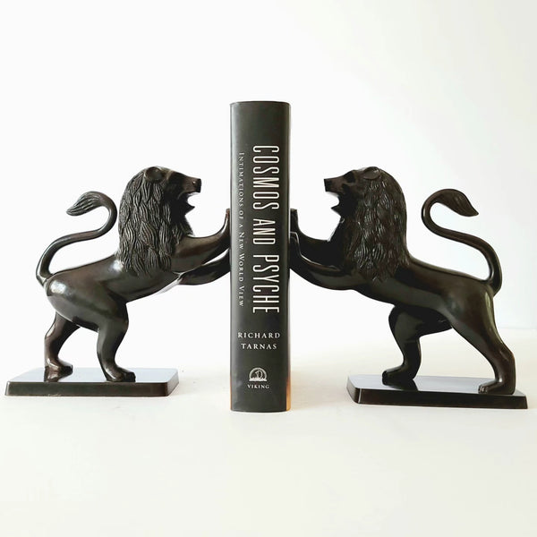 Bronze Standing Lion Bookends