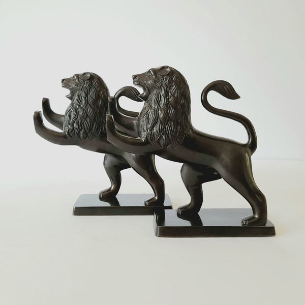 Bronze Standing Lion Bookends