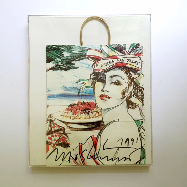 Franco Moschino 1991 'In Pizza We Trust' Bloomingdales 'Tempo D'Italia' Shopping Bag