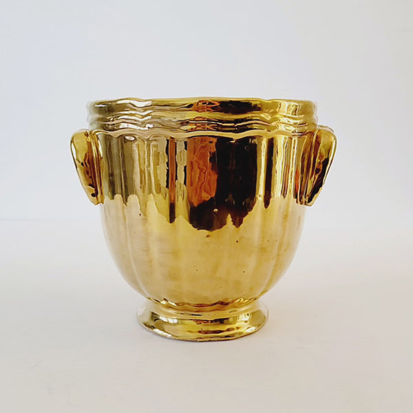 High Gilt Ceramic Cache Pot Vase