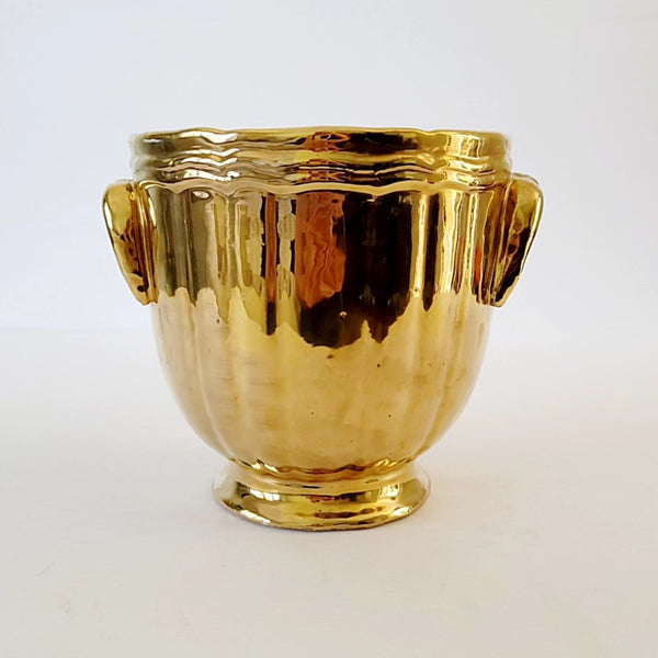 High Gilt Ceramic Cache Pot Vase