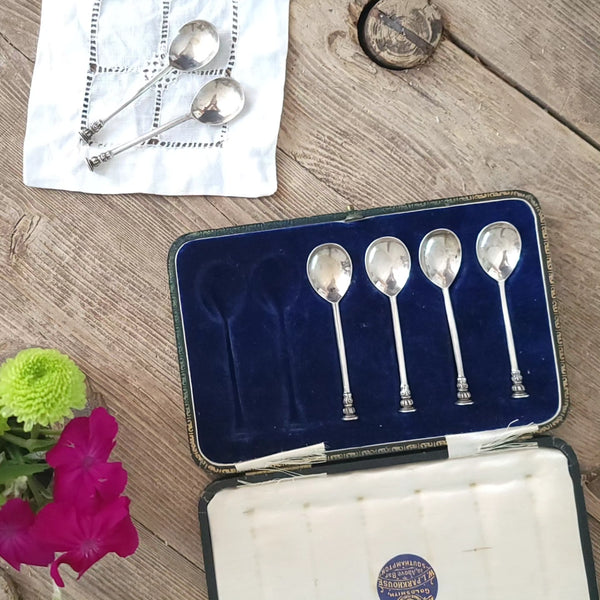 Thomas Bradbury & Sons Sheffield English Sterling Silver Set Of Six Coffee Tea Spoons