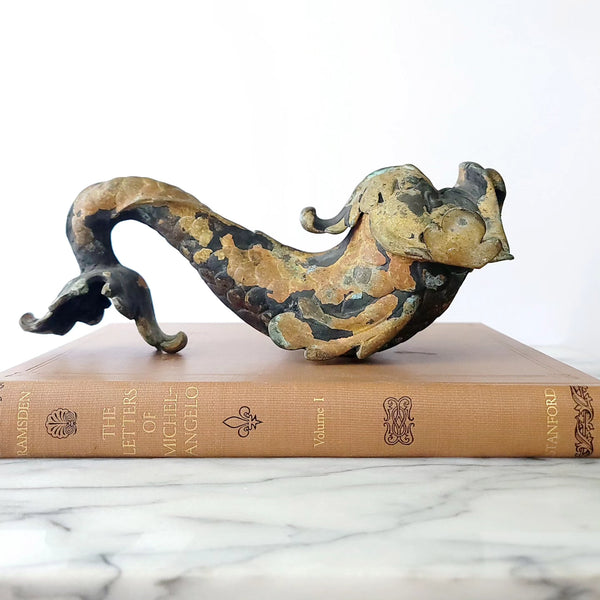 Antique Cast Iron Rococo Dolphin Fish Gargoyle
