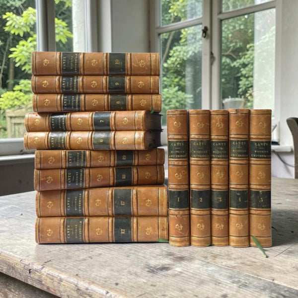 Collection of 14 Antique French Books 'Histoire Universelle'