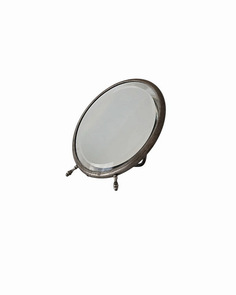 Antique Petite Table Top Or Hanging Round Mirror