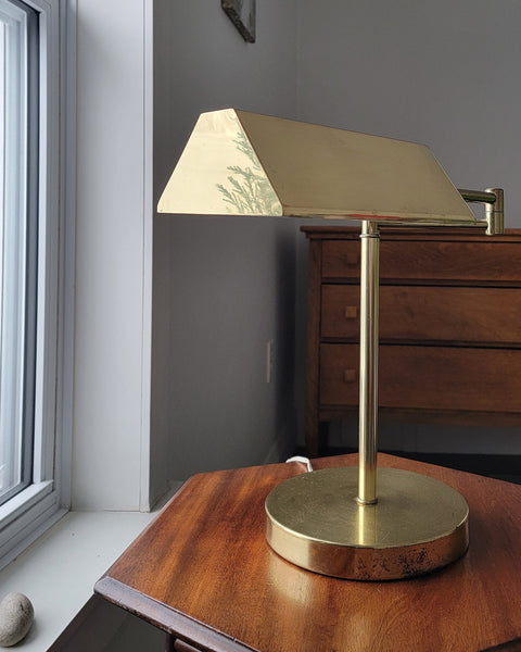 Mid-Century Brass Swing Arm Table Lamp