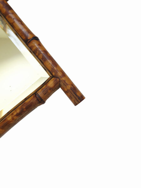 Antique French Bamboo Mirror With Bevelled Glass