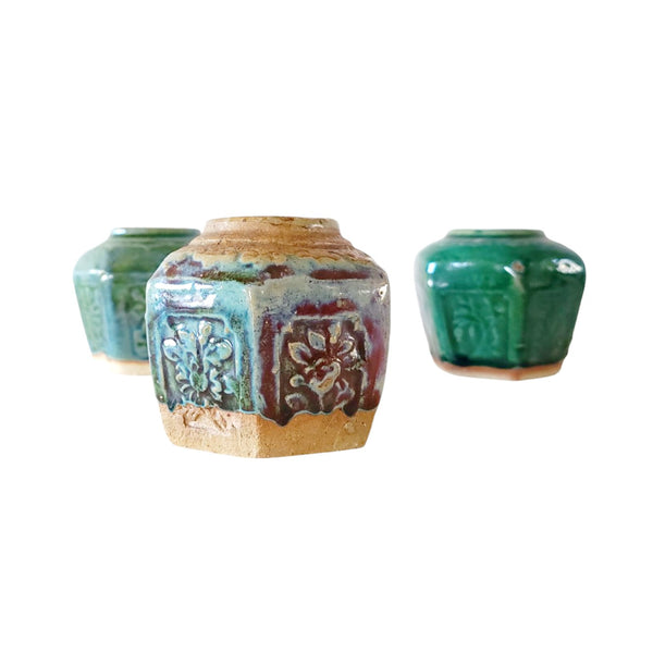 Jewel Tone Shihan Pottery Ginger Jars
