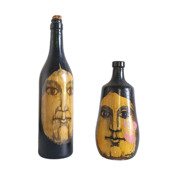 Artisan Painted Face Bottles