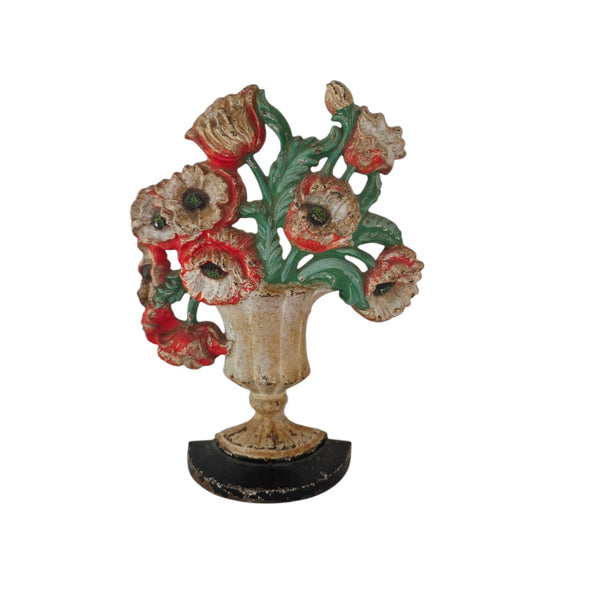 Hubley Cast Iron Painted Poppy Doorstop