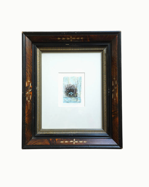 Robins Nest Watercolour In Eastlake Frame