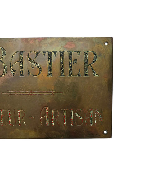 Antique French Brass Artisan Tailors Shop Sign