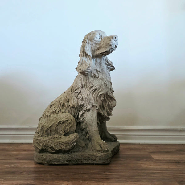 Cast Concrete Spaniel Or Small Setter Statuary