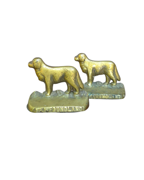 Brass Newfoundland Dog Bookend Doorstop Pair