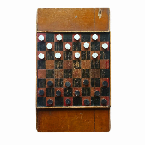 Antique Painted Wood Checkers Board