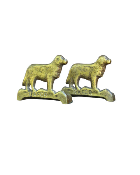 Brass Newfoundland Dog Bookend Doorstop Pair