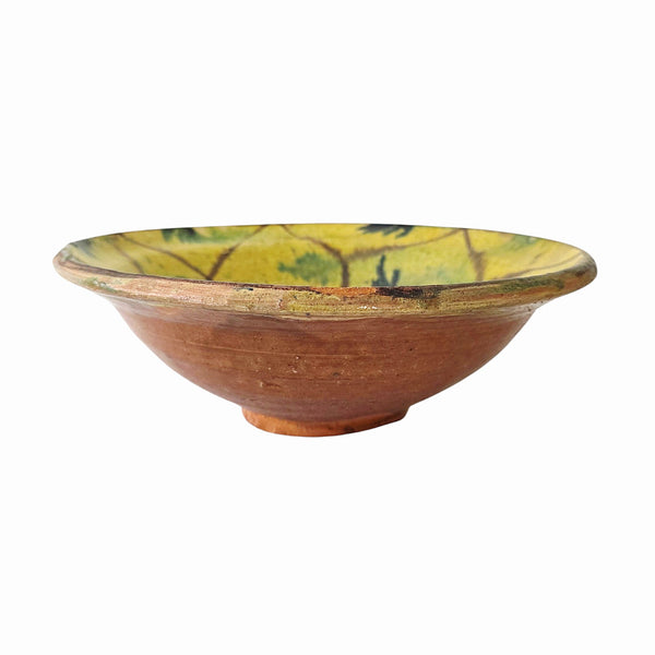 Antique Yellow Tin Glazed Majolica Footed Bowl