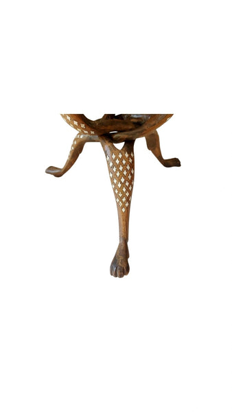 Petite Antique Drinks Table Wood Tripod Dog Meercat Wood Stand