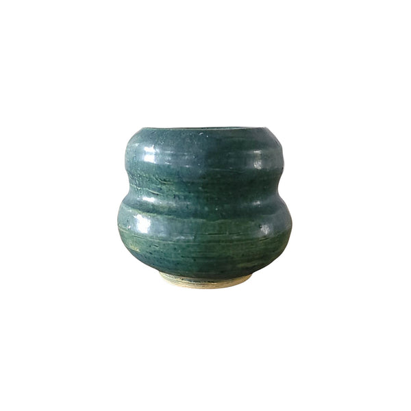 Green Shapely Small Pottery Pot