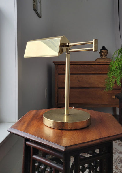 Mid-Century Brass Swing Arm Table Lamp