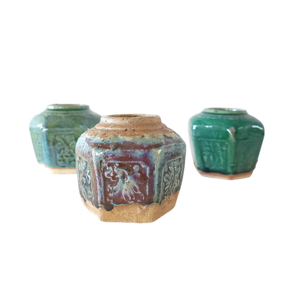 Jewel Tone Shihan Pottery Ginger Jars