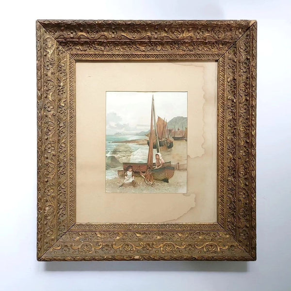 Antique Framed Seaside Watercolour