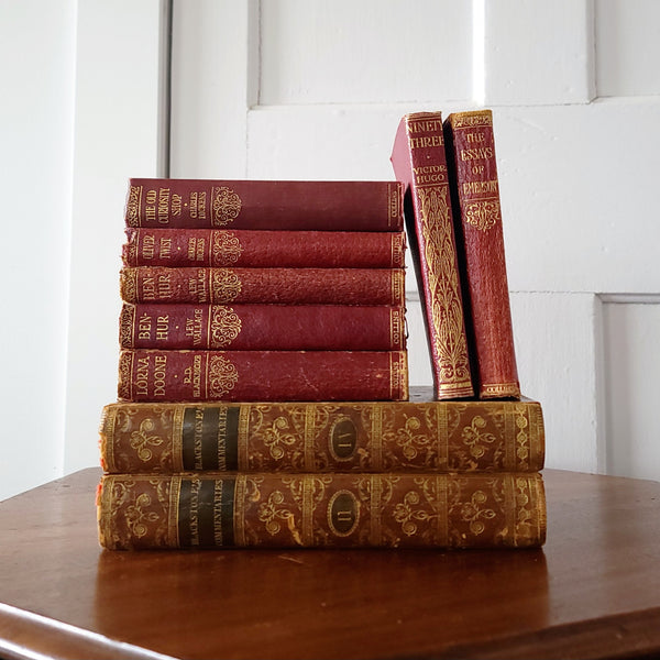 Stack Of Antique Red Books