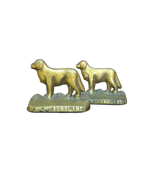 Brass Newfoundland Dog Bookend Doorstop Pair