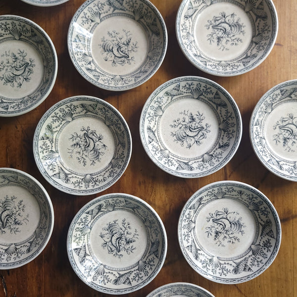 Antique Nantaskett Seashell Pattern Transferware Petite Fruit Bowls