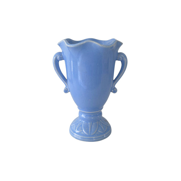 Shapely Perriwinkle Blue Double Armed Small Vase
