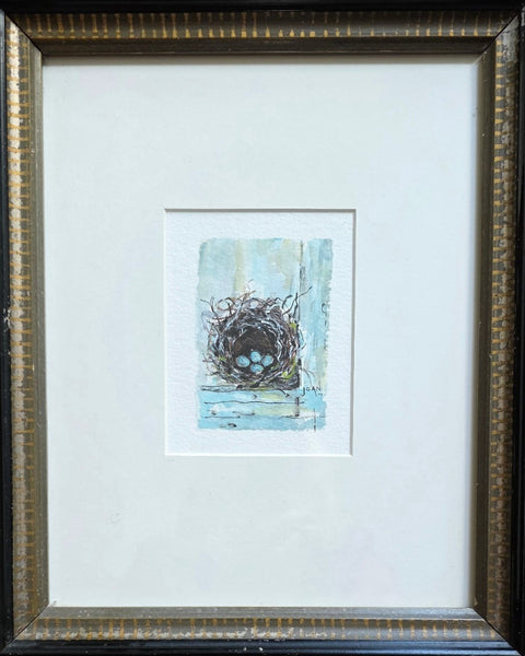 Robins Nest Watercolour In Eastlake Frame