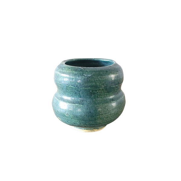 Green Shapely Small Pottery Pot