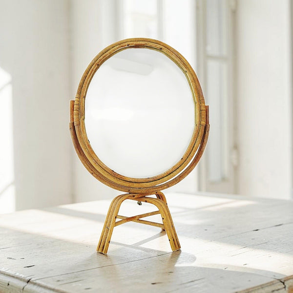 Circa 1970's Bamboo Table Top Mirror