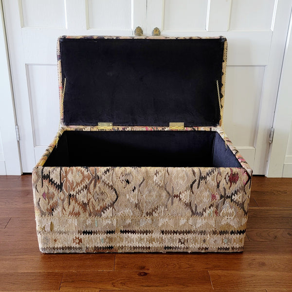 Vintage Kilim Ottoman Storage Trunk