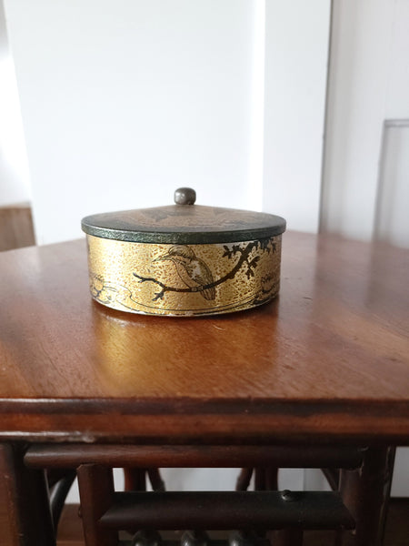 Antique Tin With Kingfishers
