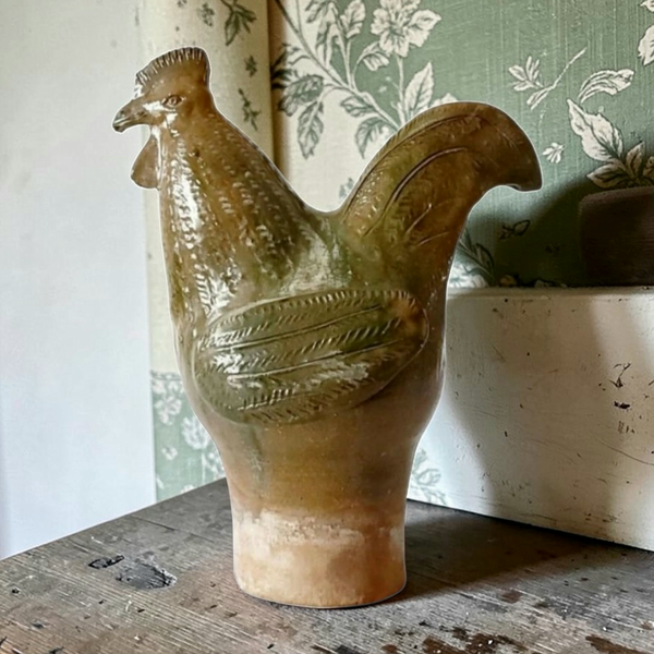 Antique Tall Terra Cotta Glazed Rooster