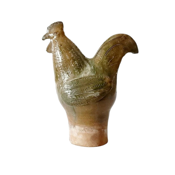Antique Tall Terra Cotta Glazed Rooster