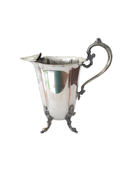 Vintage Footed Silver Over Copper Water Pitcher