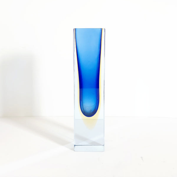 Murano Somerso Art Glass Block Vase