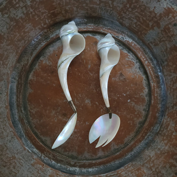 Antique Mother Of Pearl Shell Servers