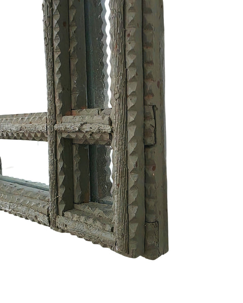 Antique Painted Tramp Art Mirror