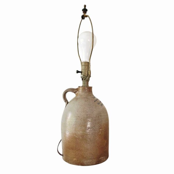 Antique Quebec 'Berthierville' Merchants Crock Lamp