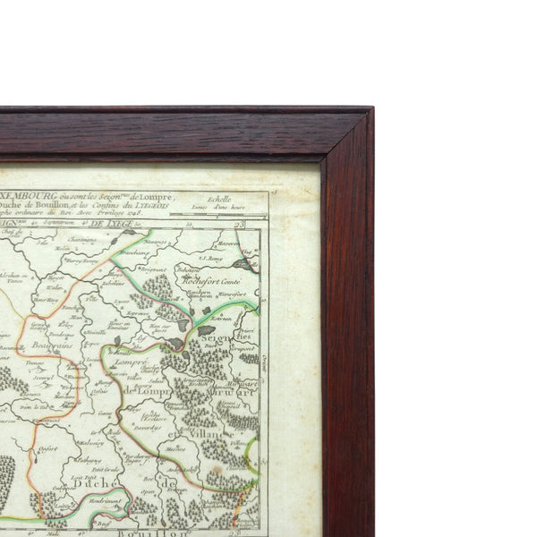 Antique Copper Plate Engraved Map Of Luxembourg by Vaugondy