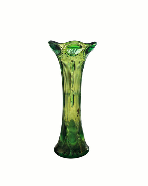Emerald Green Imperial Beaded Bullseye Glass Vase