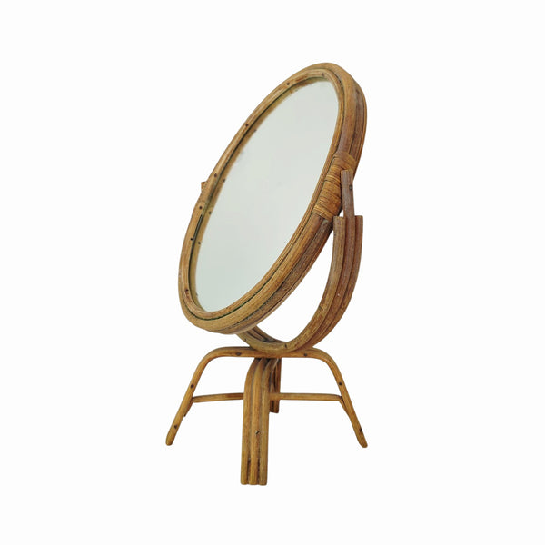 Circa 1970's Bamboo Table Top Mirror