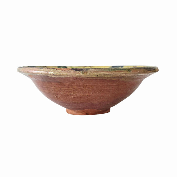 Antique Yellow Tin Glazed Majolica Footed Bowl