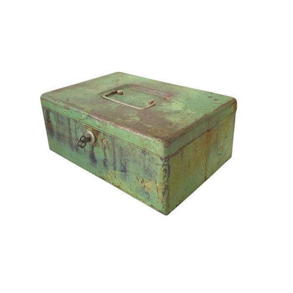 Vintage Industrial Green Metal Small Storage Box