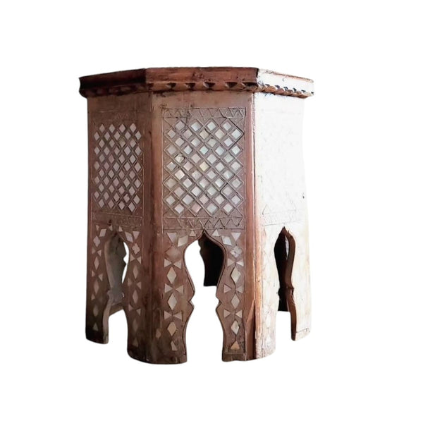 19th Century Moorish Octagonal Tabouret Table Mother Of Pearl Inlay